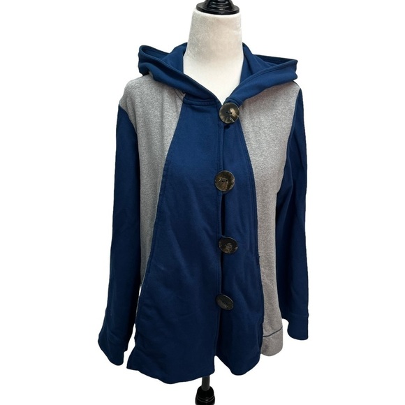 NEON Buddha💙Cotton Hooded Jacket Large Buttons Size M - Picture 2 of 11